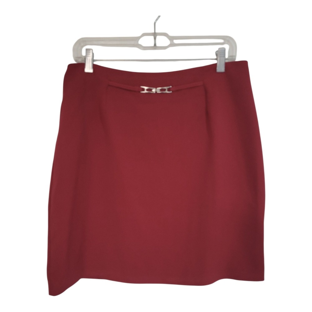 Briggs  Red Skirt Women's  Size 12 Classic Zip‎ Up In Back Made In Usa Vintage